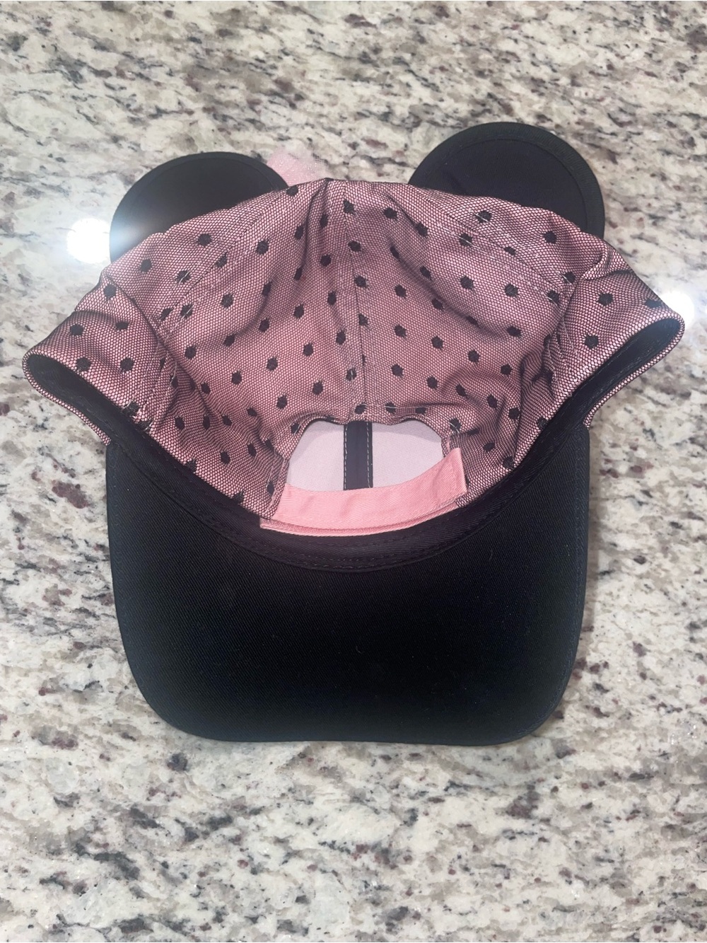 Disney Parks Pink Polka Dot Mesh Minnie Mouse Ear Baseball Cap with Bow - Picture 2 of 3